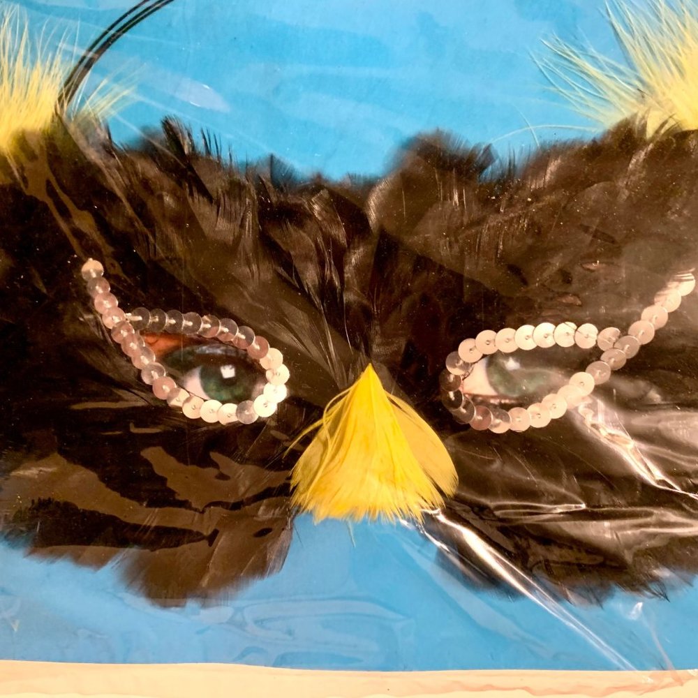 Vintage Fright Factory Fantasy Feather Bird Masquerade Mask Halloween Mardi Gras - Picture 2 of 5